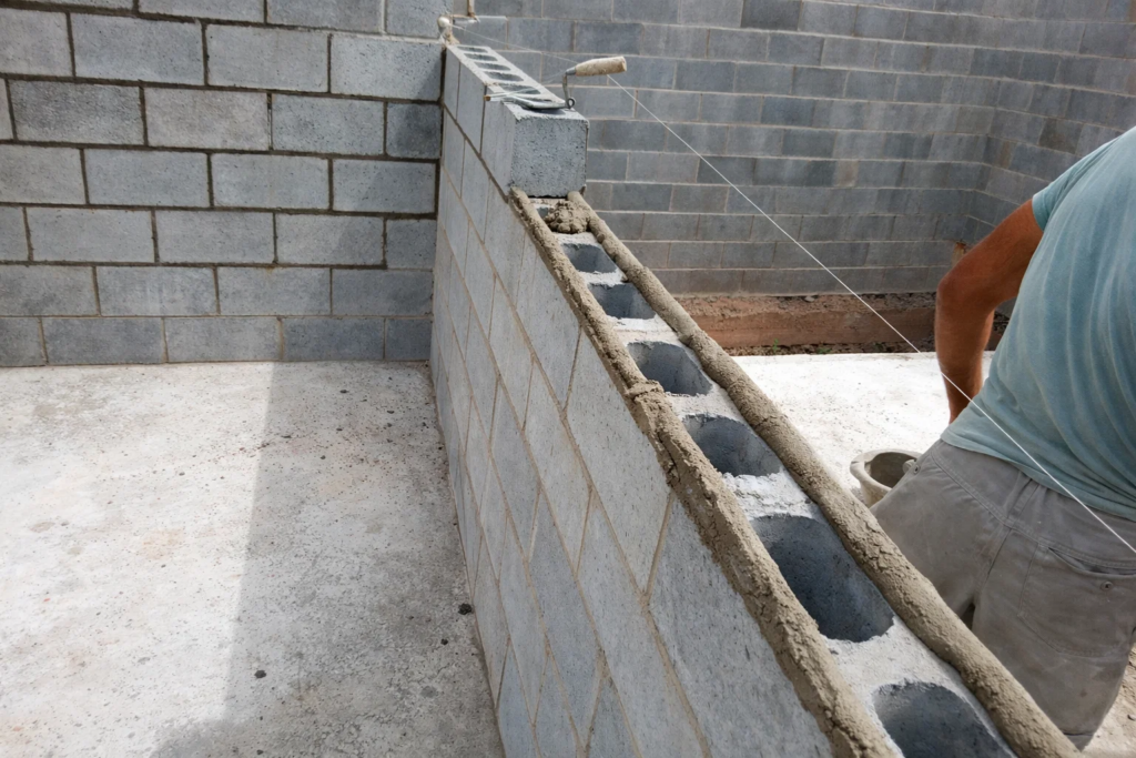 assentamento das paredes na alvenaria estrutural